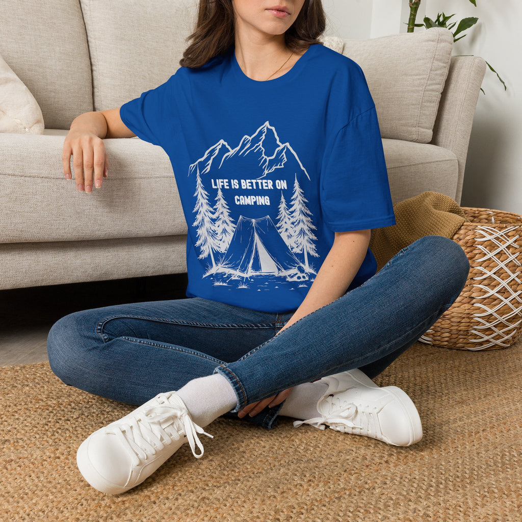 Camping T-Shirt - "Life Is Better On Camping" Mountain & Tent Graphic