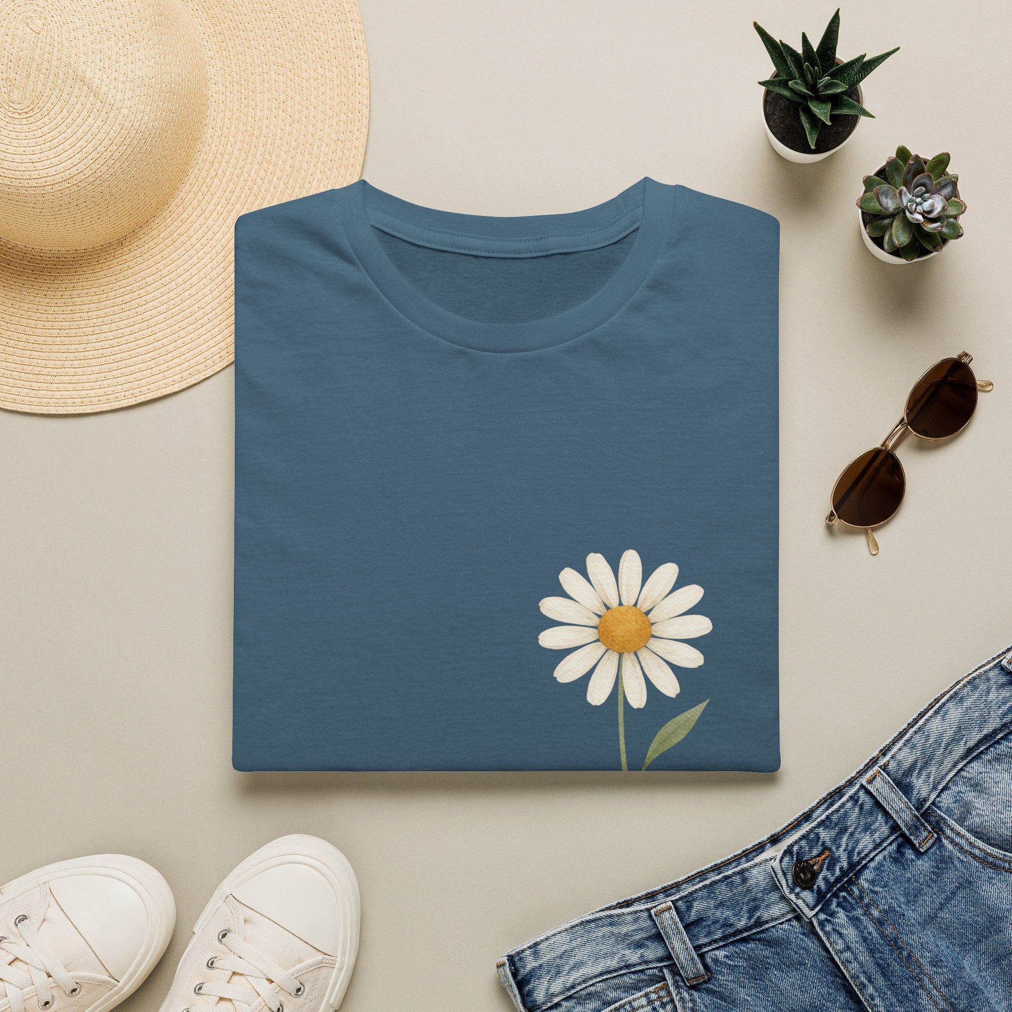 Daisy 'Be Yourself' T-Shirt — Minimal Floral Graphic Tee