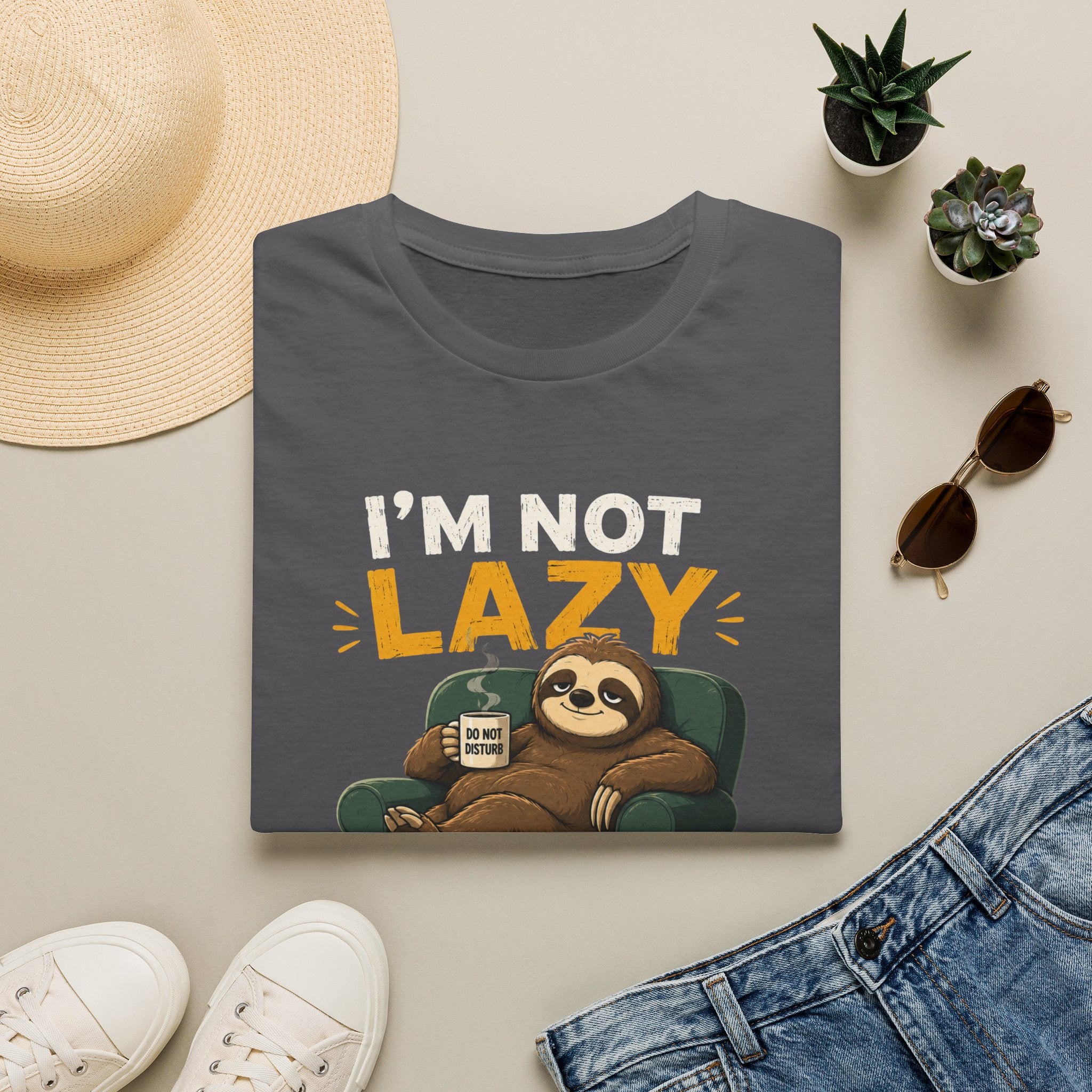 I'm Not Lazy, I'm on Energy Saving Mode – Funny Sloth Coffee Lover Design — Energy Saving Mode Graphic Tee