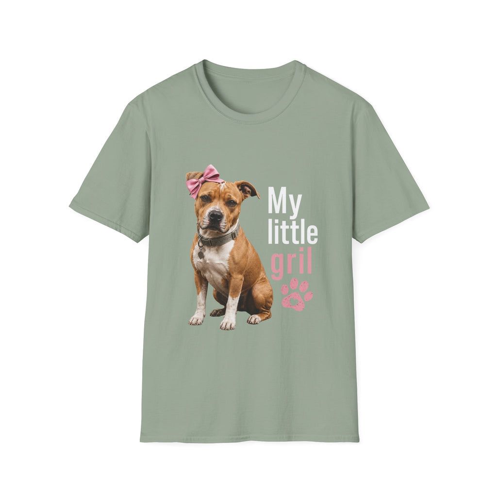 My Little Girl Dog T-Shirt — Cute Pet Mom Tee with Bow & Paw Print