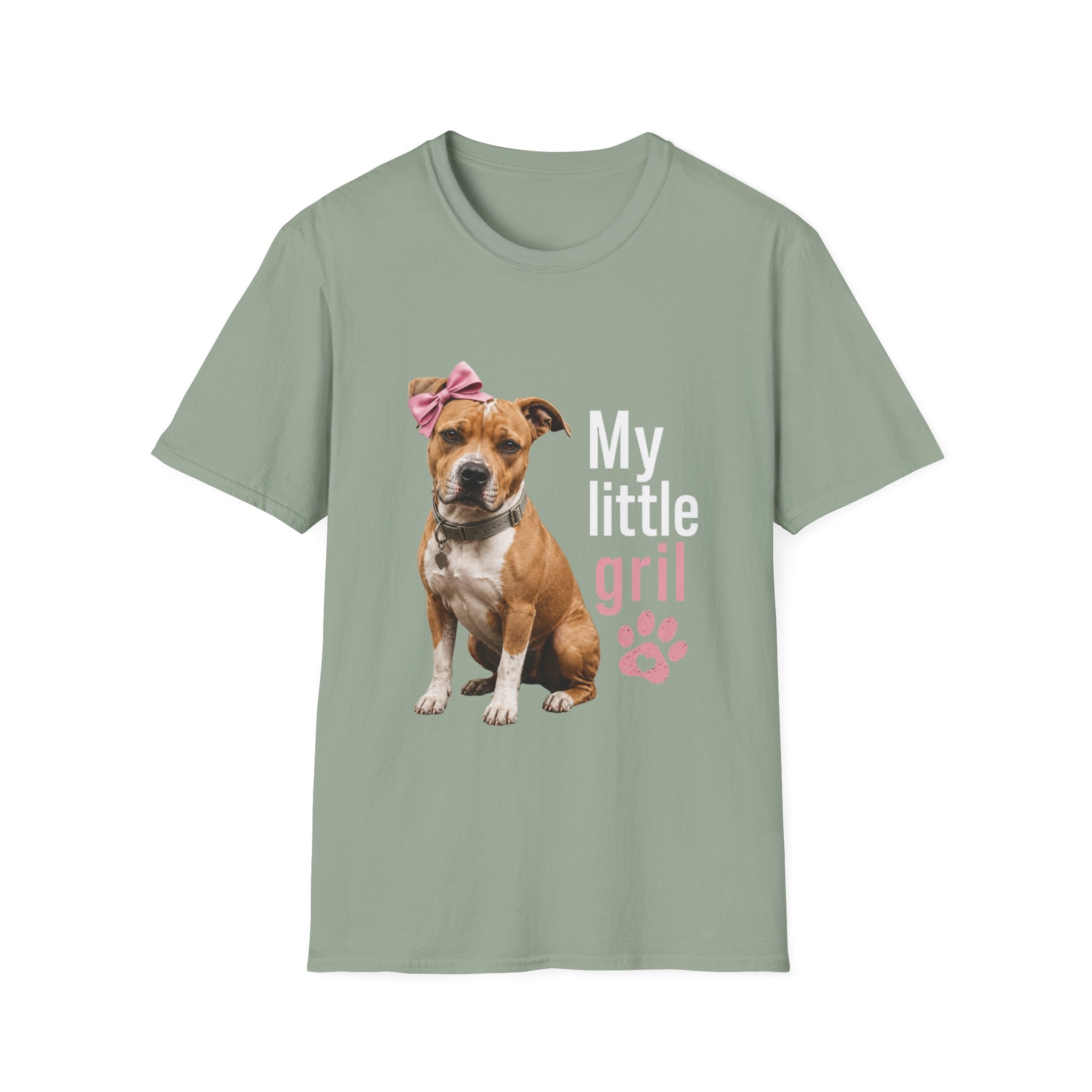 My Little Girl Dog T-Shirt — Cute Pet Mom Tee with Bow & Paw Print