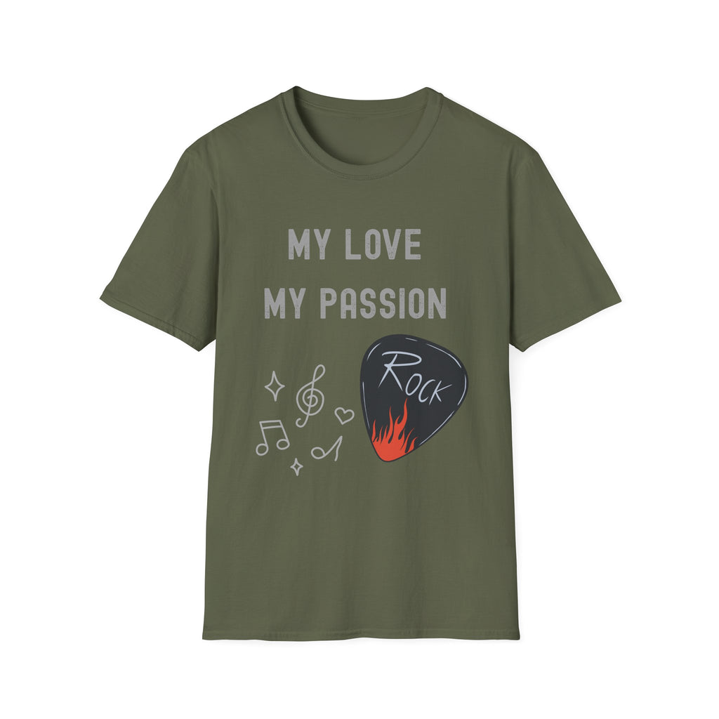 My Love My Passion Rock Guitar Pick Design | Music Lover Graphic   T‑Shirt — "My Love My Passion" Music Tee