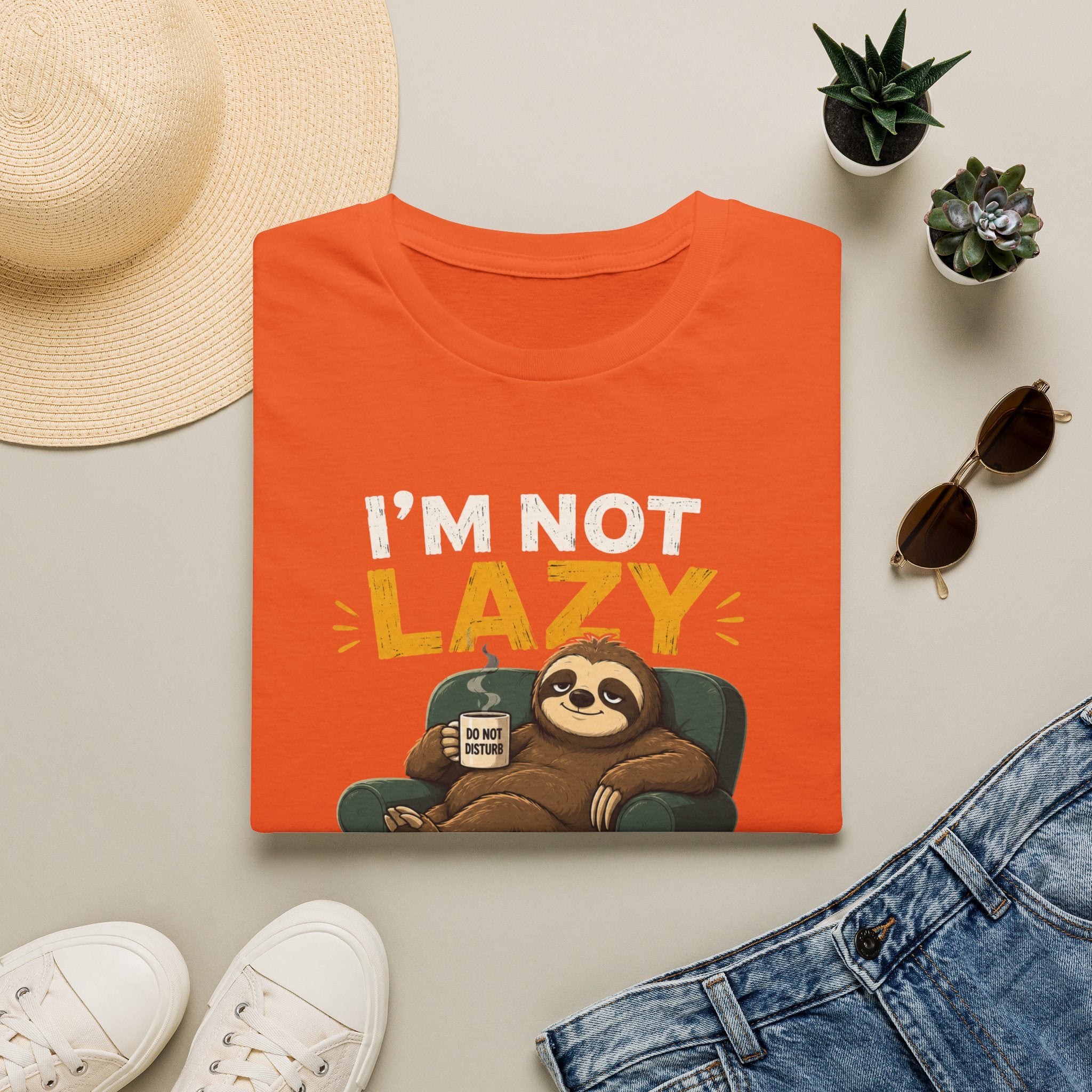I'm Not Lazy, I'm on Energy Saving Mode – Funny Sloth Coffee Lover Design — Energy Saving Mode Graphic Tee