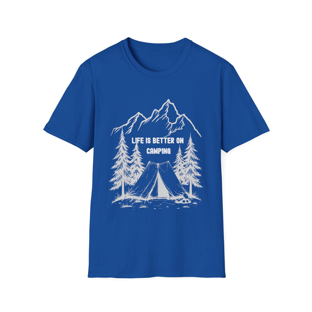 Camping T-Shirt - "Life Is Better On Camping" Mountain & Tent Graphic