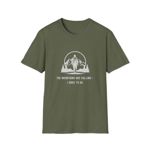 Astronaut Hiking T-Shirt — “The Mountains Are Calling” Adventure Tee