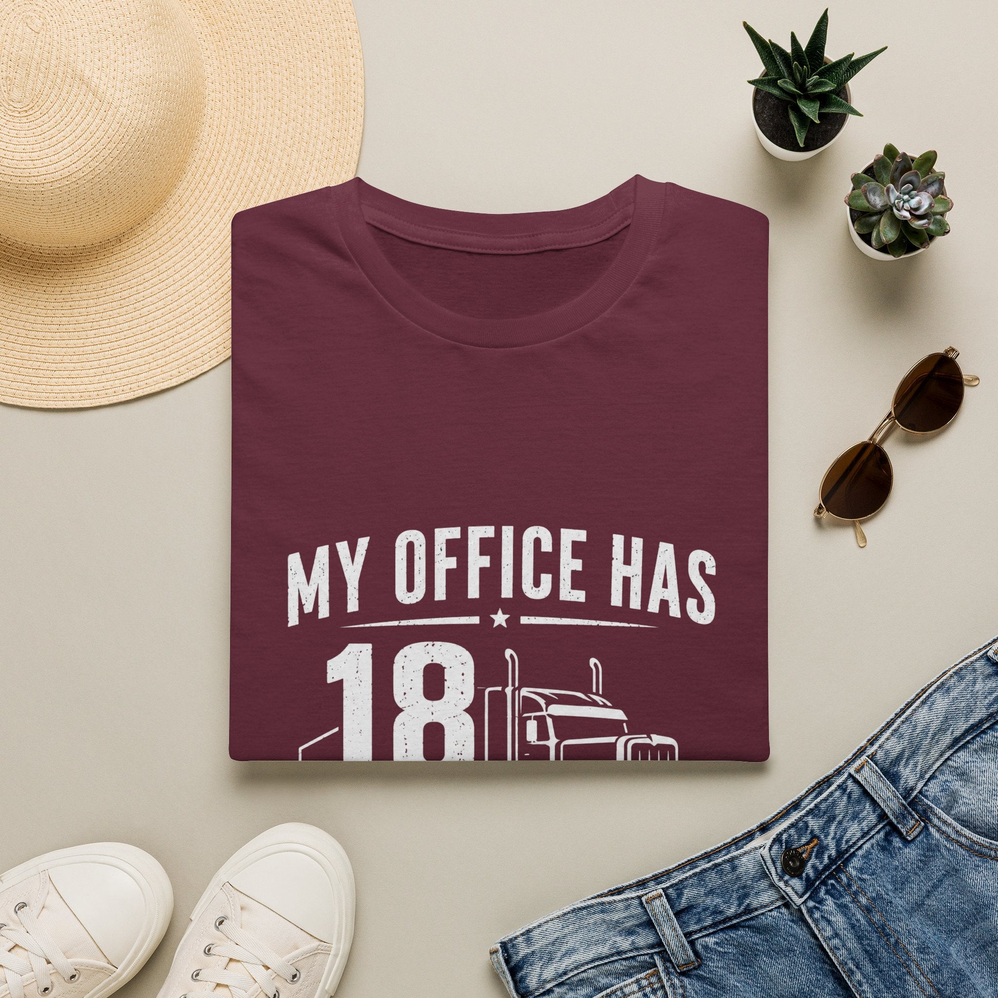 My Office Has 18 Wheels T-Shirt — Trucker Semi Truck Graphic Tee  – Long Haul Trucker Shirt