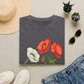 Poppy Floral T‑Shirt — Vintage Red & White Poppy Garden Tee - Vintage Wildflower Garden Art