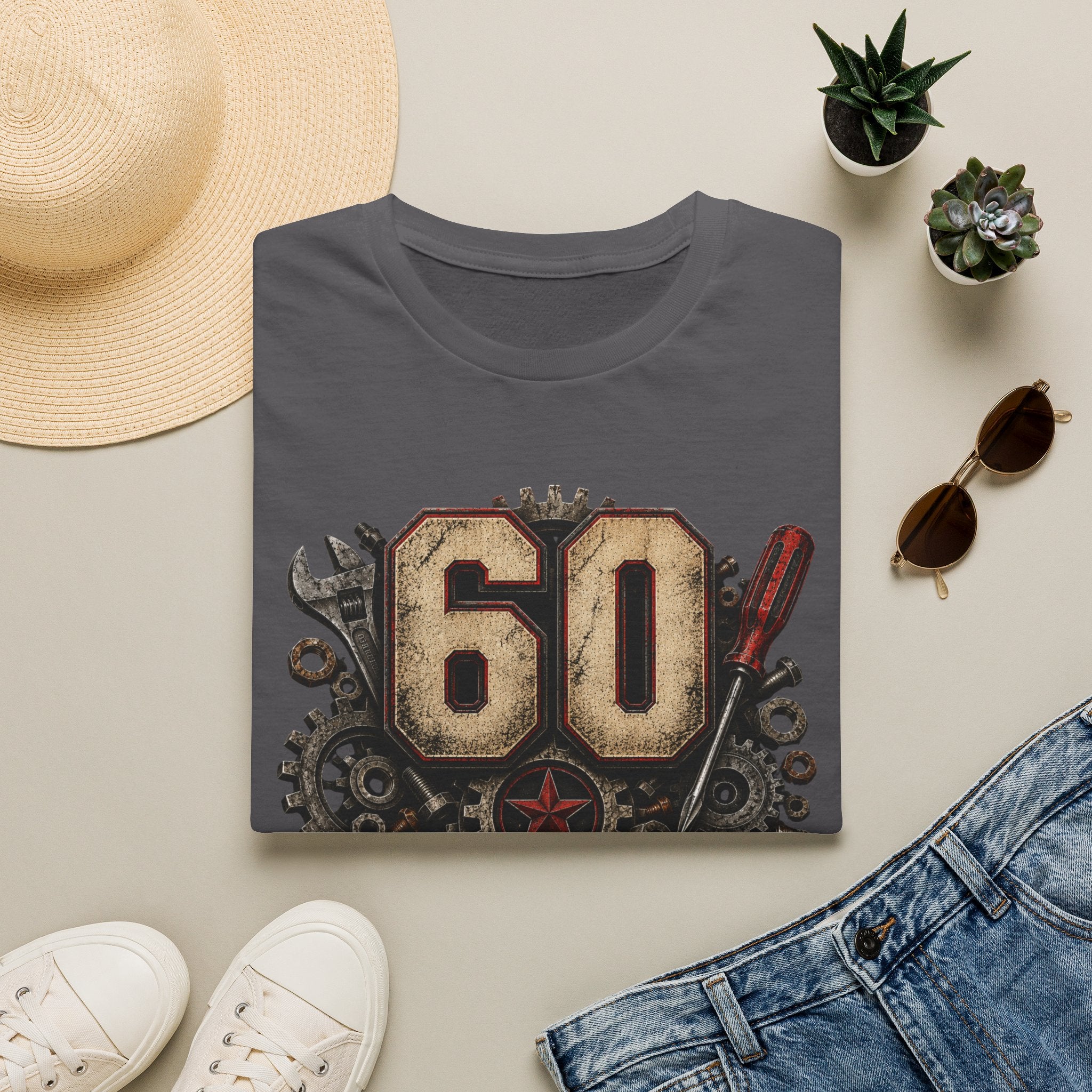 60th Birthday Mechanics T-Shirt — "60 and Still on Original Parts" Vintage Tool Design