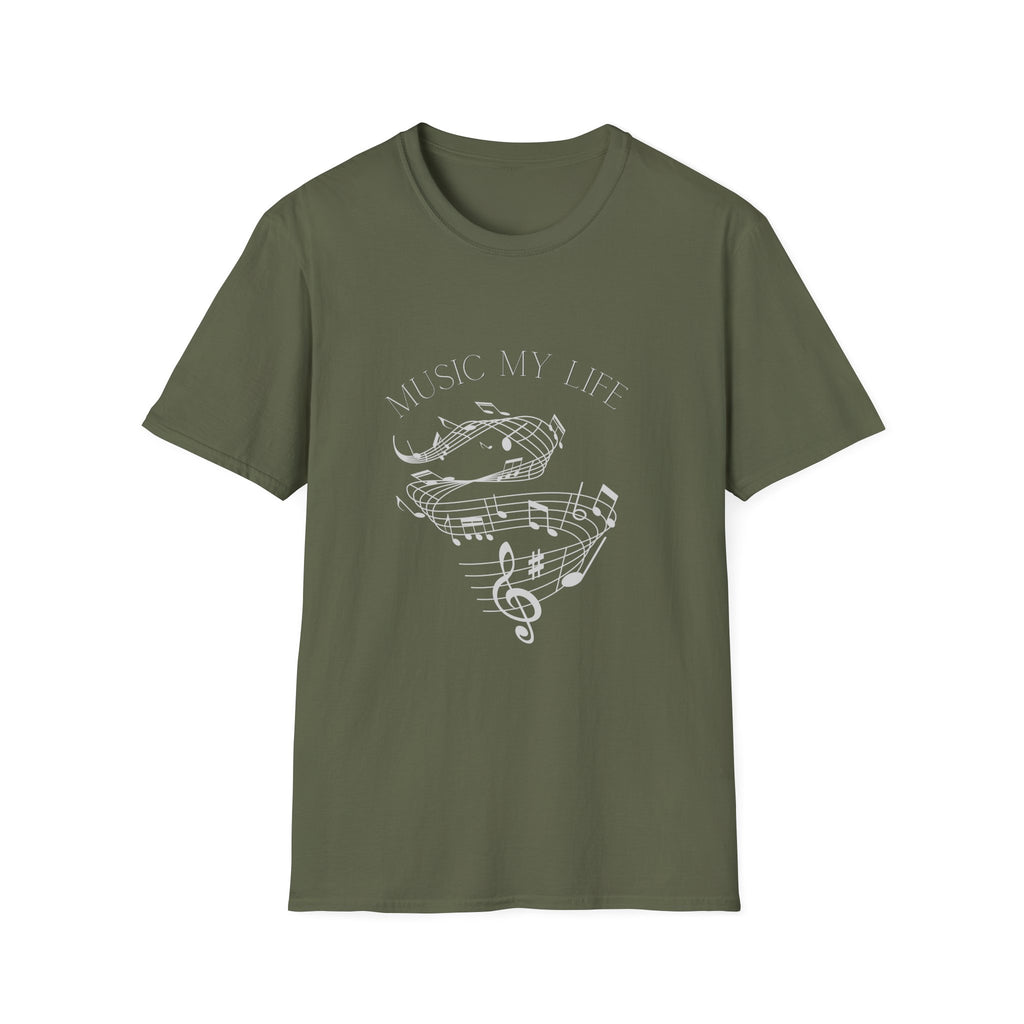 Music Is My Life T-Shirt — Retro Cassette & Notes Tee for Music Lovers - Elegant Musical Notes Lover Design